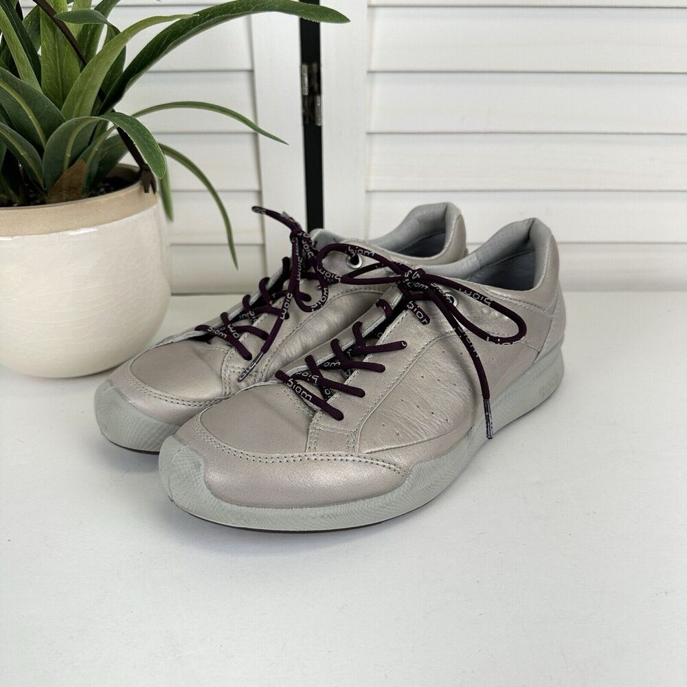 Ecco Biom Pewter‎ Yak Leather Golf Sneakers Comfort Shoes Size EU 40 US 9-9.5